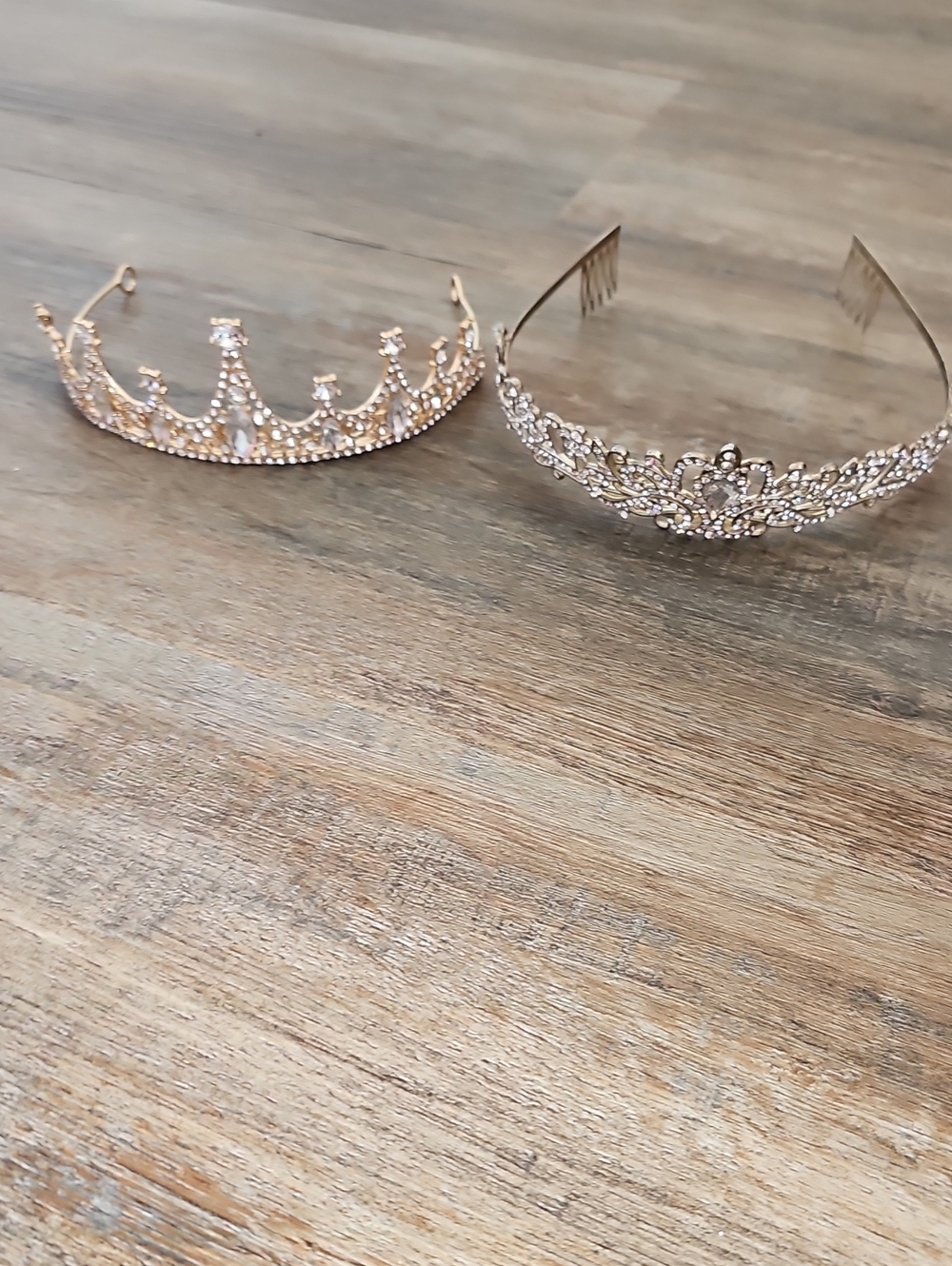 Rhinestone Crystal Tiara and Crown Headbands - Gold Tone Kids